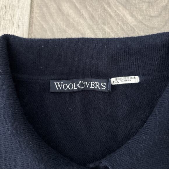 WOOLOVERS Jumper Womens Sz XL Blue Cashmere Merino Wool Collared Pearl Button - Picture 2 of 9